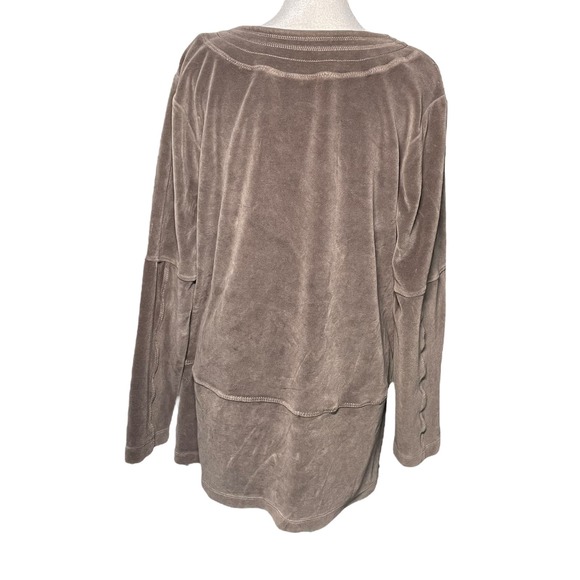Soft‎ Surroundings Velour Sweatshirt Tunic Pullover Taupe Women Medium Soft Cozy - Picture 4 of 10